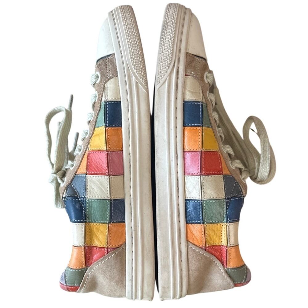 Tory Burch Patchwork Sneakers Rainbow Leather Court Shoes 7